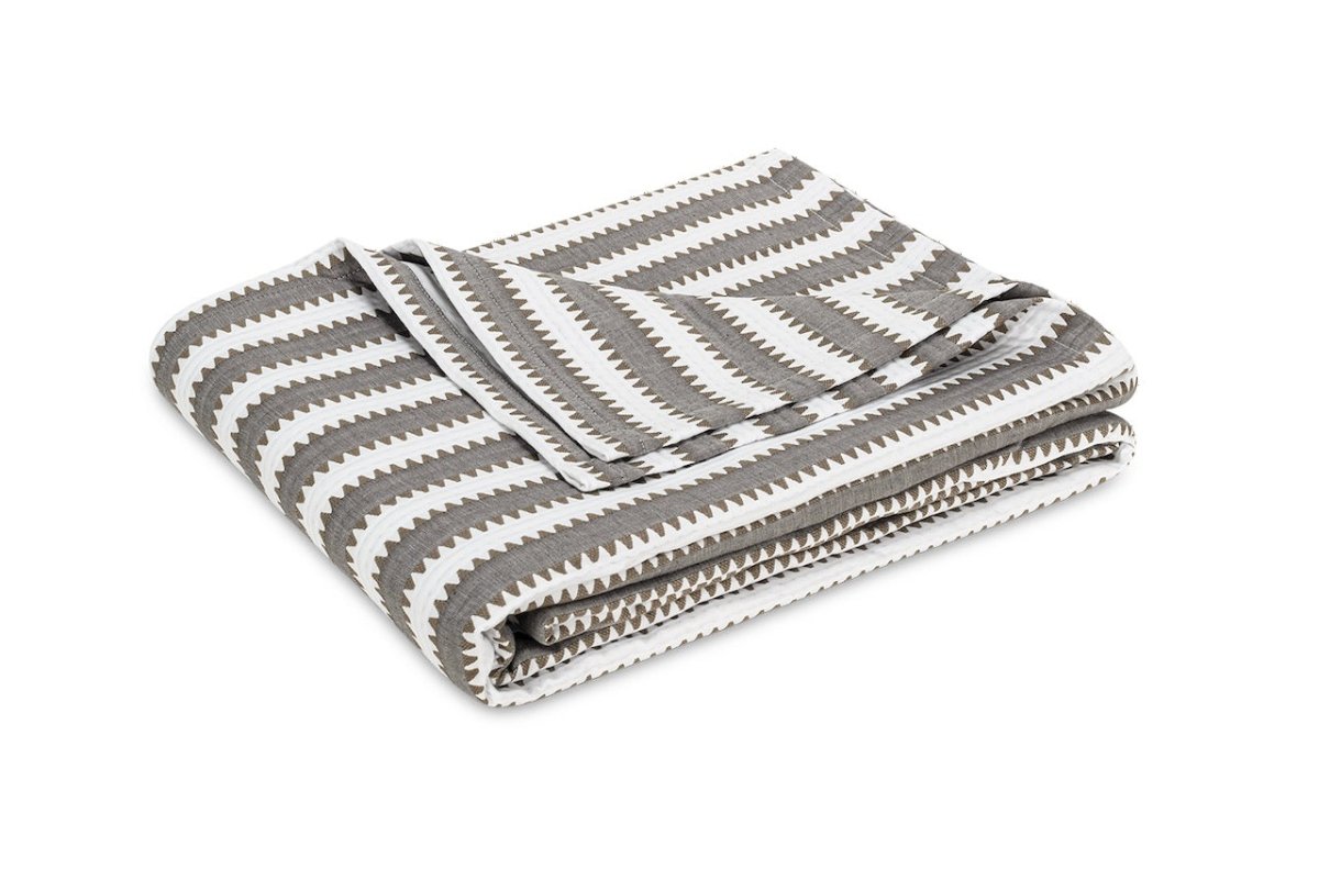 Coverlet - Apollo Stripe Comet Matelasse by Matouk Schumacher at Fig Linens and Home