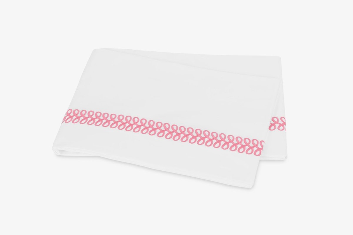 Flat Sheet - Matouk Schumacher Astor Braid Peony Pink Bedding - Fig Linens