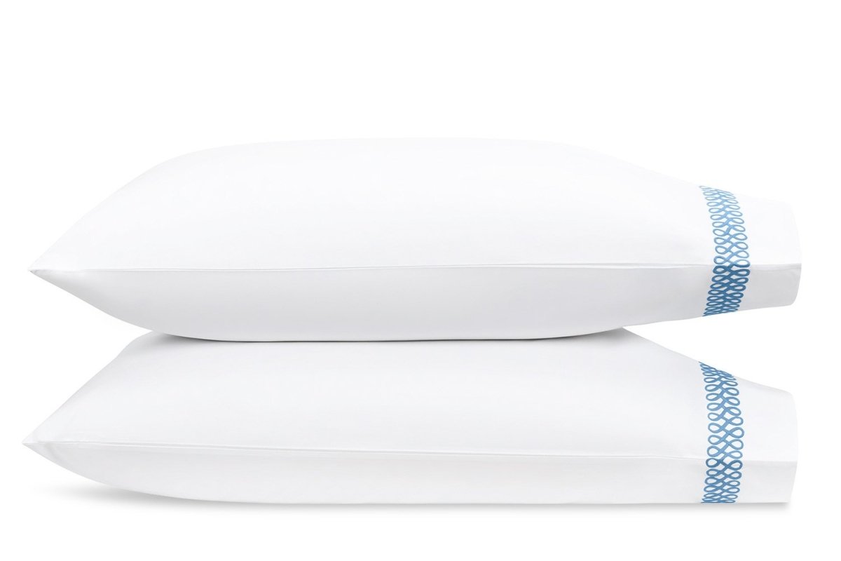 Pillowcases - Matouk Schumacher Astor Braid Sky Bedding - Fig Linens and Home