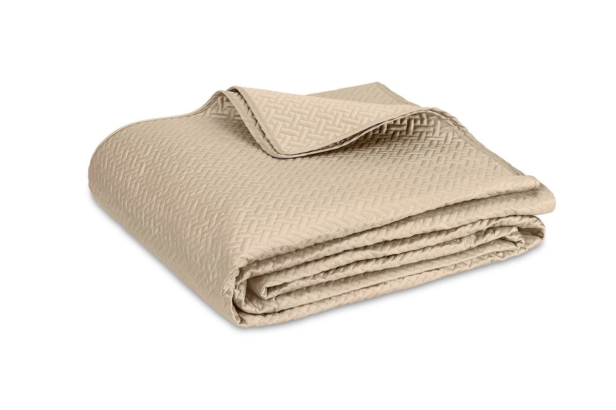 Quilted Coverlet - Matouk Basketweave Dune - Fig Linens and Home