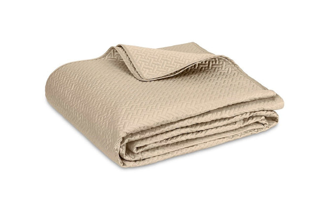 Quilted Coverlet - Matouk Basketweave Dune - Fig Linens and Home