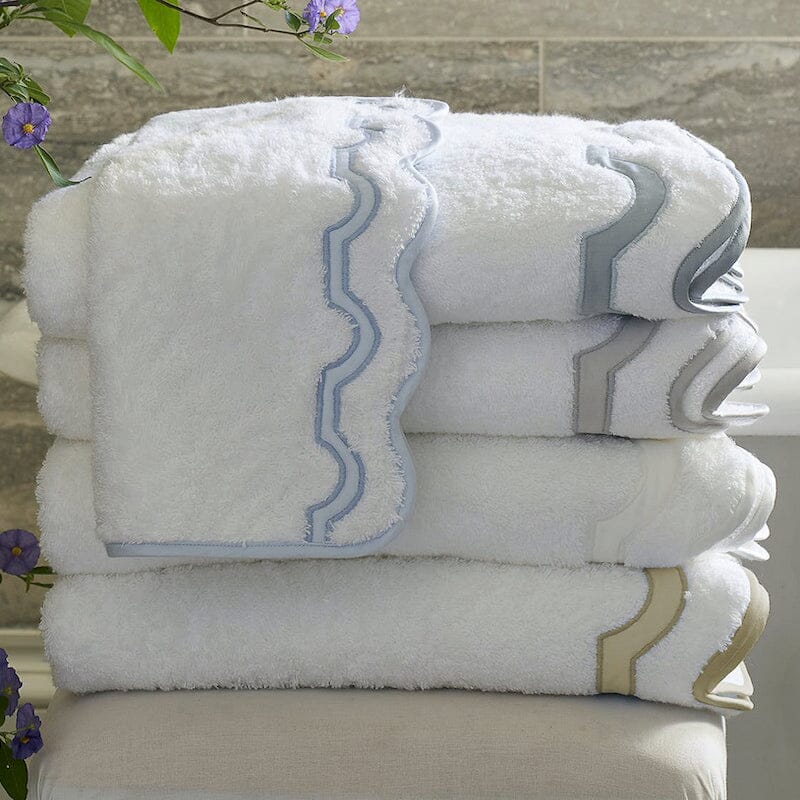 Matouk Mirasol Bath Towels at Fig Linens and Home | Terry Cloth Towels with Scallop Taping