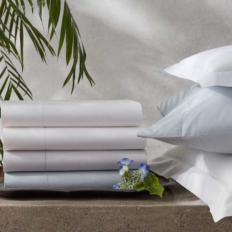 Matouk Bergamo Hemstitch Bedding - Percale Sheets and Duvet Covers at Fig Linens and Home