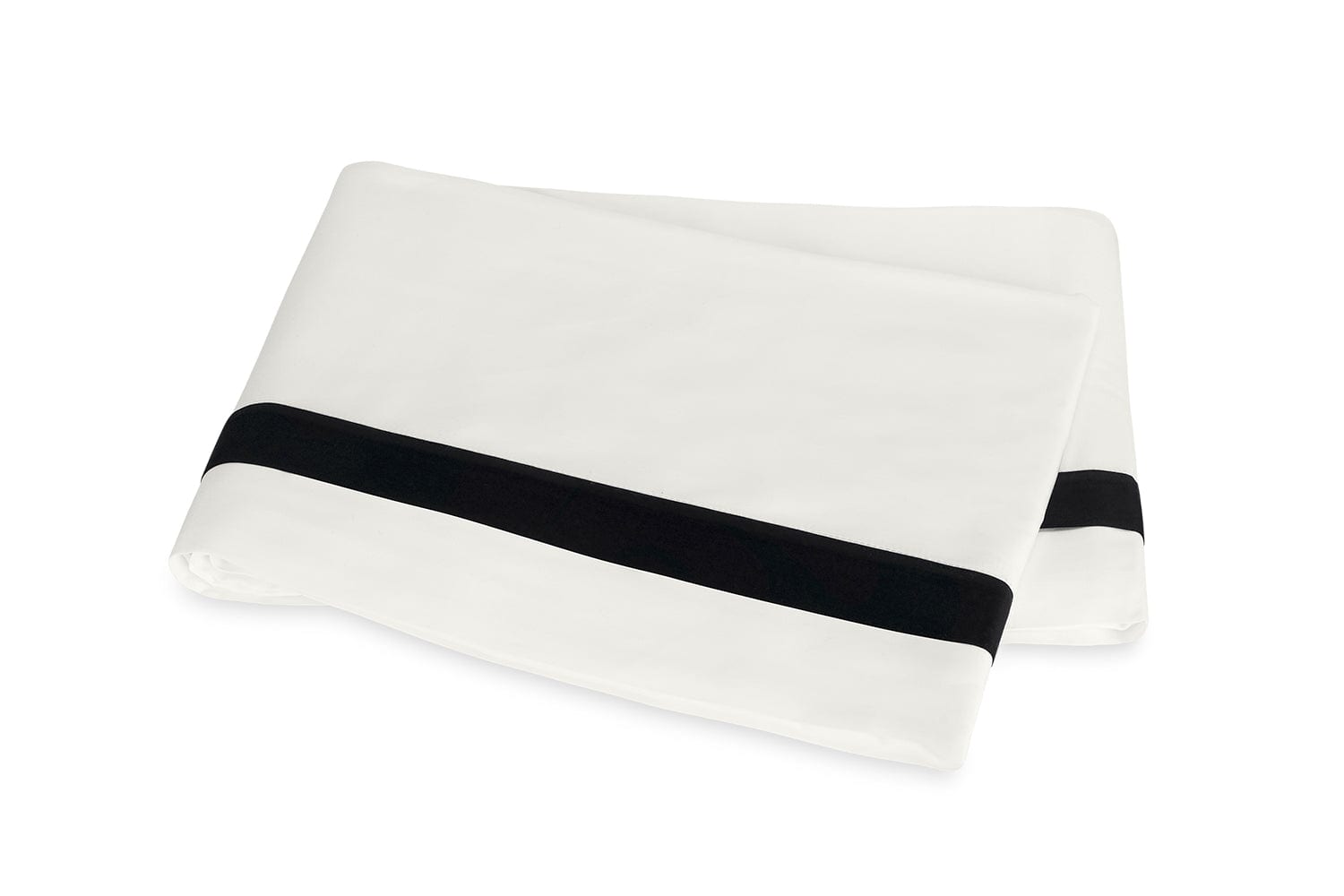 Flat Sheet - Ambrose Bone and Black Cotton Sateen - Matouk Bedding