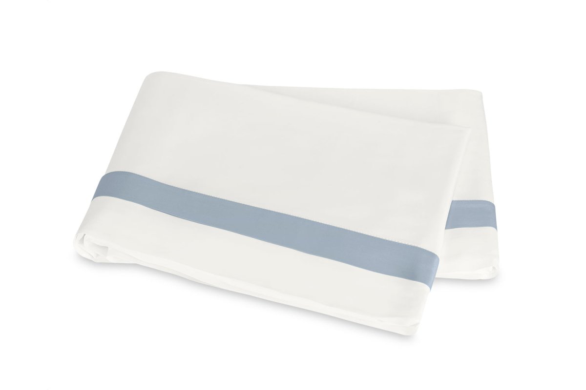 Flat Sheet - Ambrose Bone and Hazy Blue | Matouk Bedding at Fig Linens and Home
