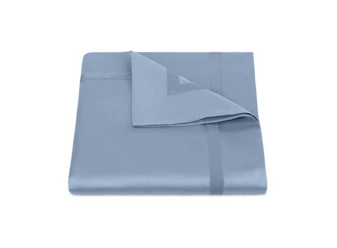 Matouk Duvet Cover - Nocturne Cotton Sateen Hazy Blue Bedding at Fig Linens and Home