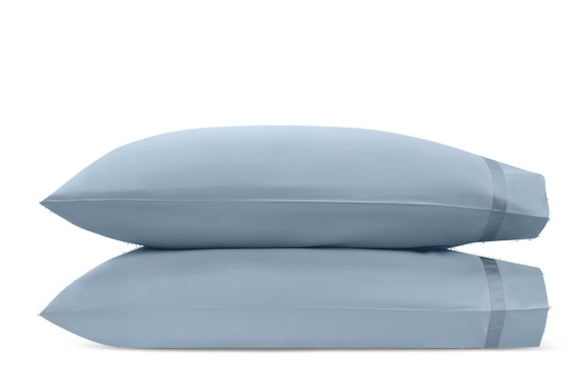 Matouk Pillowcases - Nocturne Cotton Sateen Hazy Blue Bedding at Fig Linens and Home