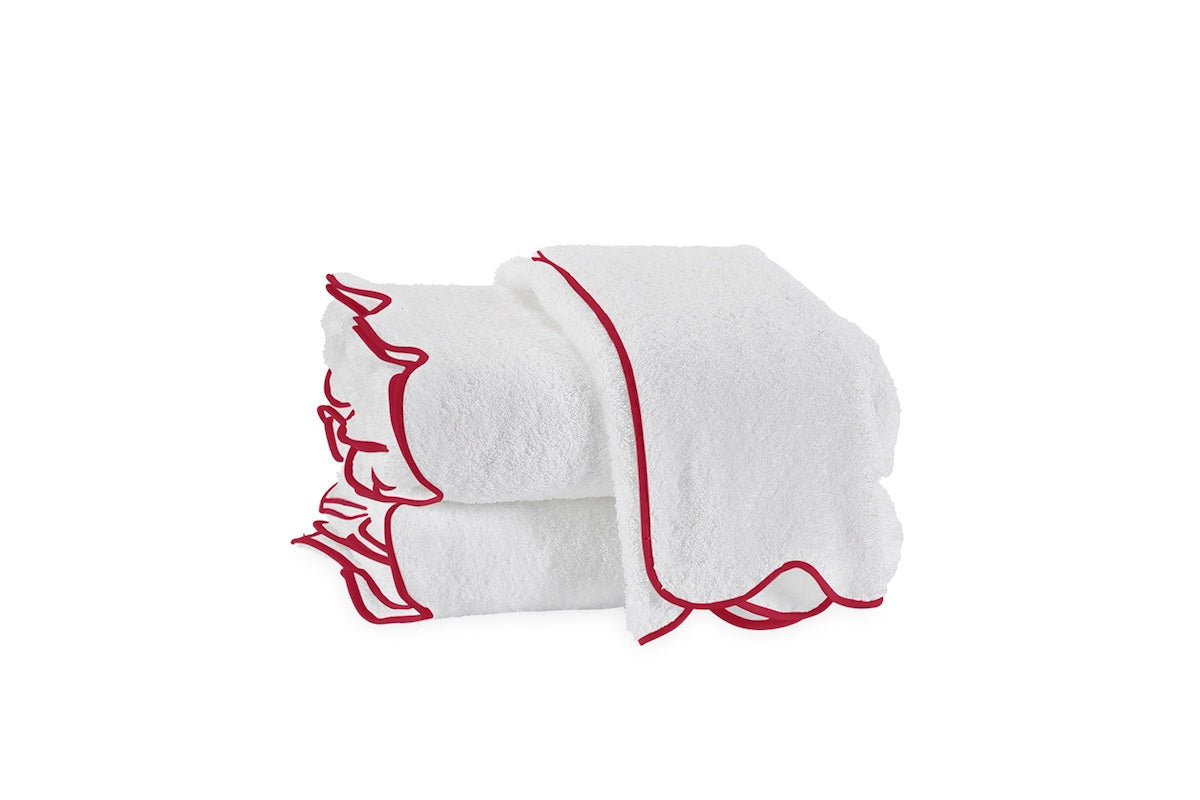 Matouk Cairo Scallop Terrycloth Towels Cherry Red at Fig Linens and Home