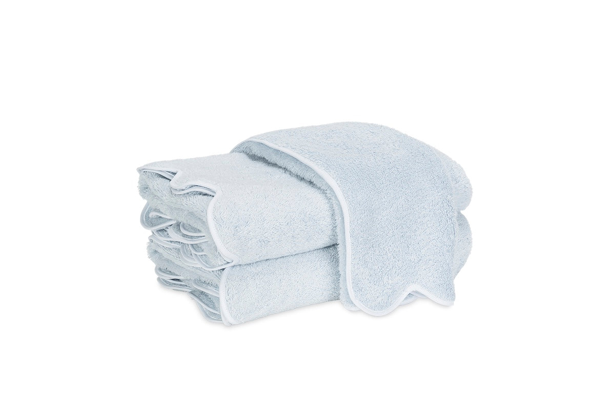 Matouk Cairo Scallop Terrycloth Towels Light Blue at Fig Linens and Home