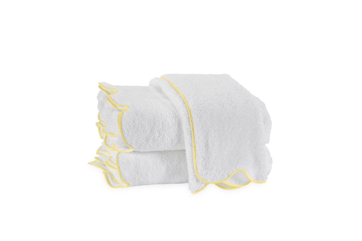 Matouk Cairo Scallop Terrycloth Towels Yellow at Fig Linens and Home