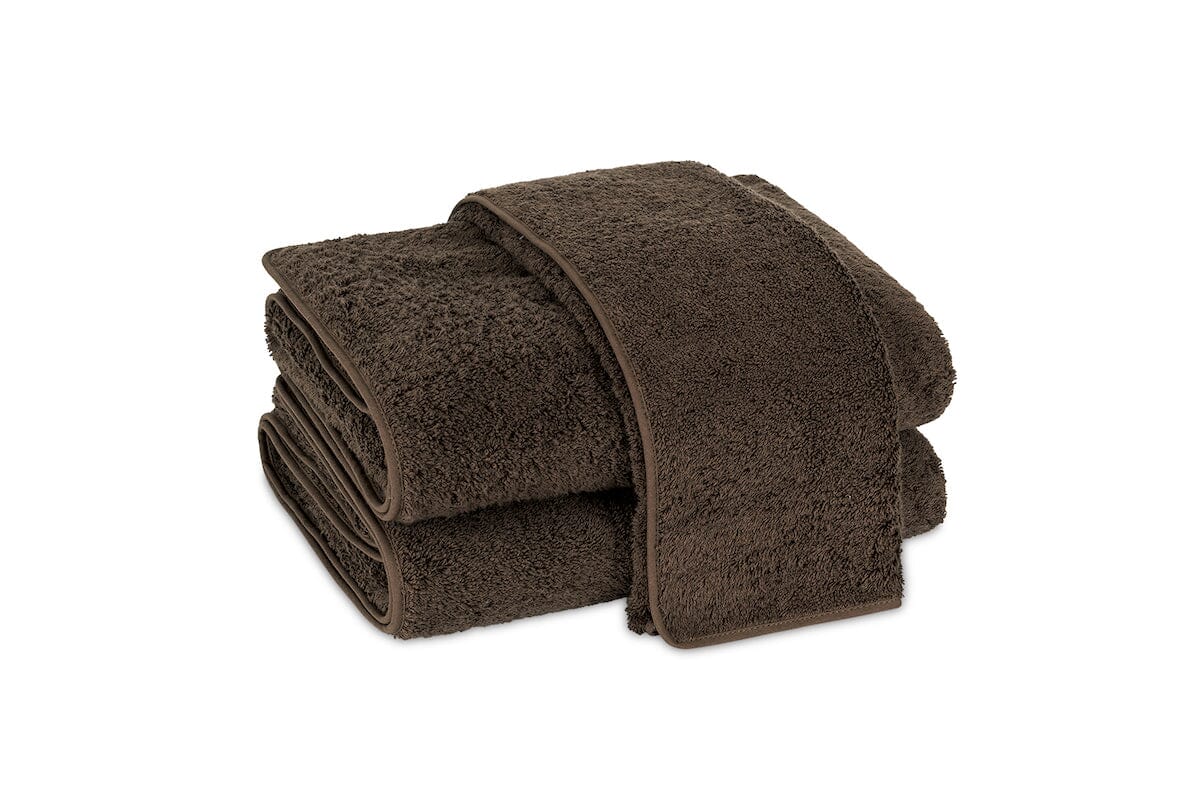 Cairo Bath in Sable Brown | Matouk Towels with Straight Piping at Fig Linens and Home