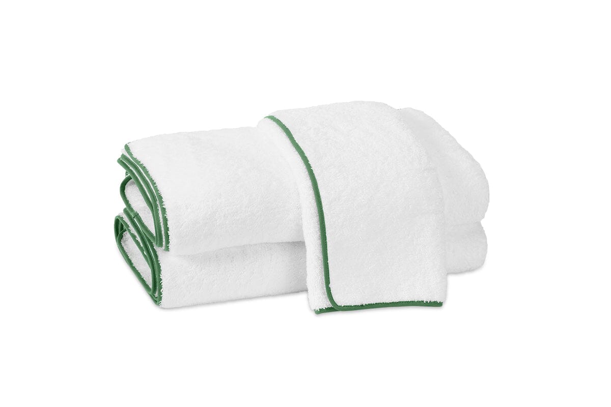 Cairo Towels in White with Palm Green | Matouk Bath at Fig Linens and Home