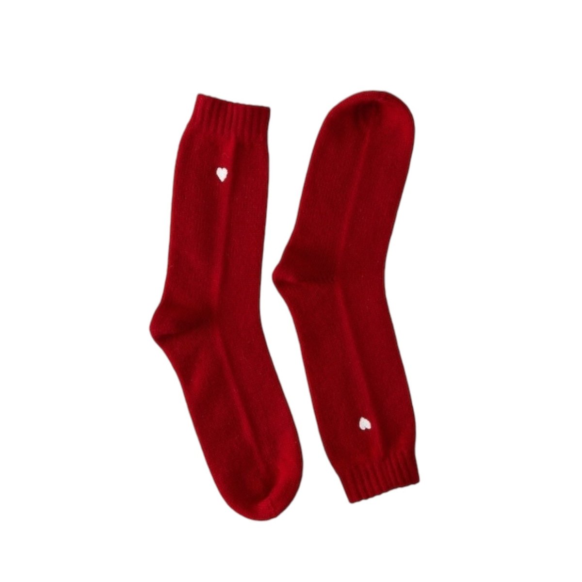 Matouk Cashmere Socks - Scarlet Red 100% Cashmere Slipper Sleep Socks with Heart Motif