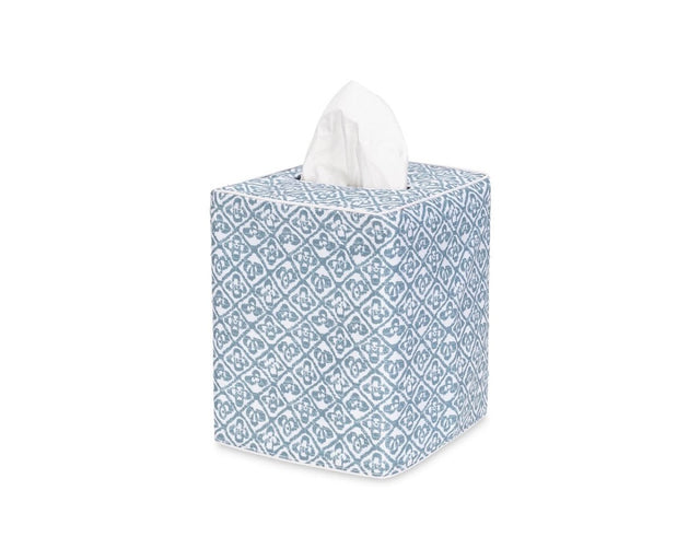Tissue Box Cover - Catarina Hazy Blue Tissue Cover by Matouk Schumacher at Fig Linens and Home