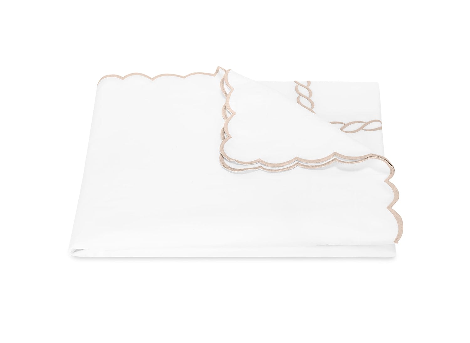 Flat Sheet - Matouk Classic Chain Scallop Hazy Blue Linens & Bedding at Fig Linens and Home