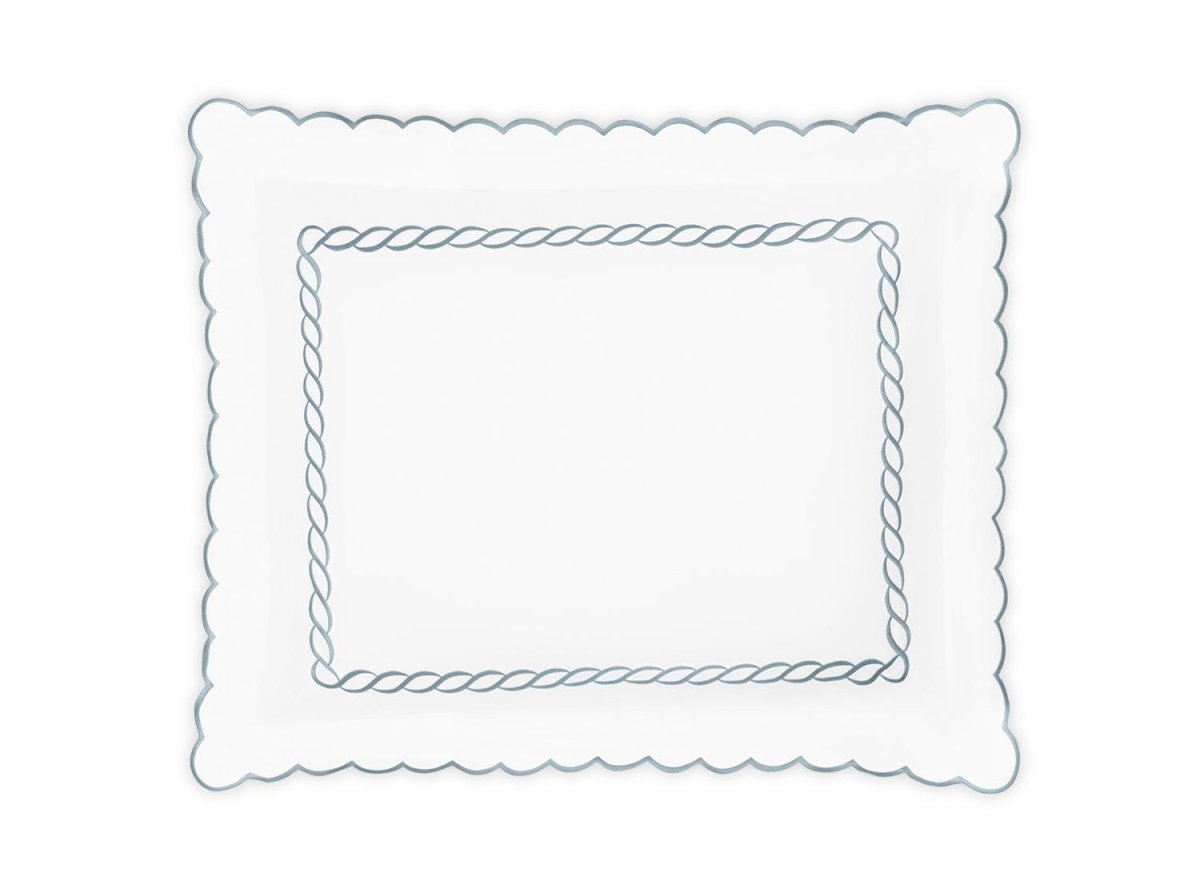 Pillow Sham - Matouk Classic Chain Scallop Hazy Blue Linens & Bedding at Fig Linens and Home