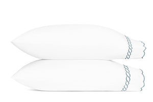 Pillowcases - Matouk Classic Chain Scallop Hazy Blue Linens & Bedding at Fig Linens and Home