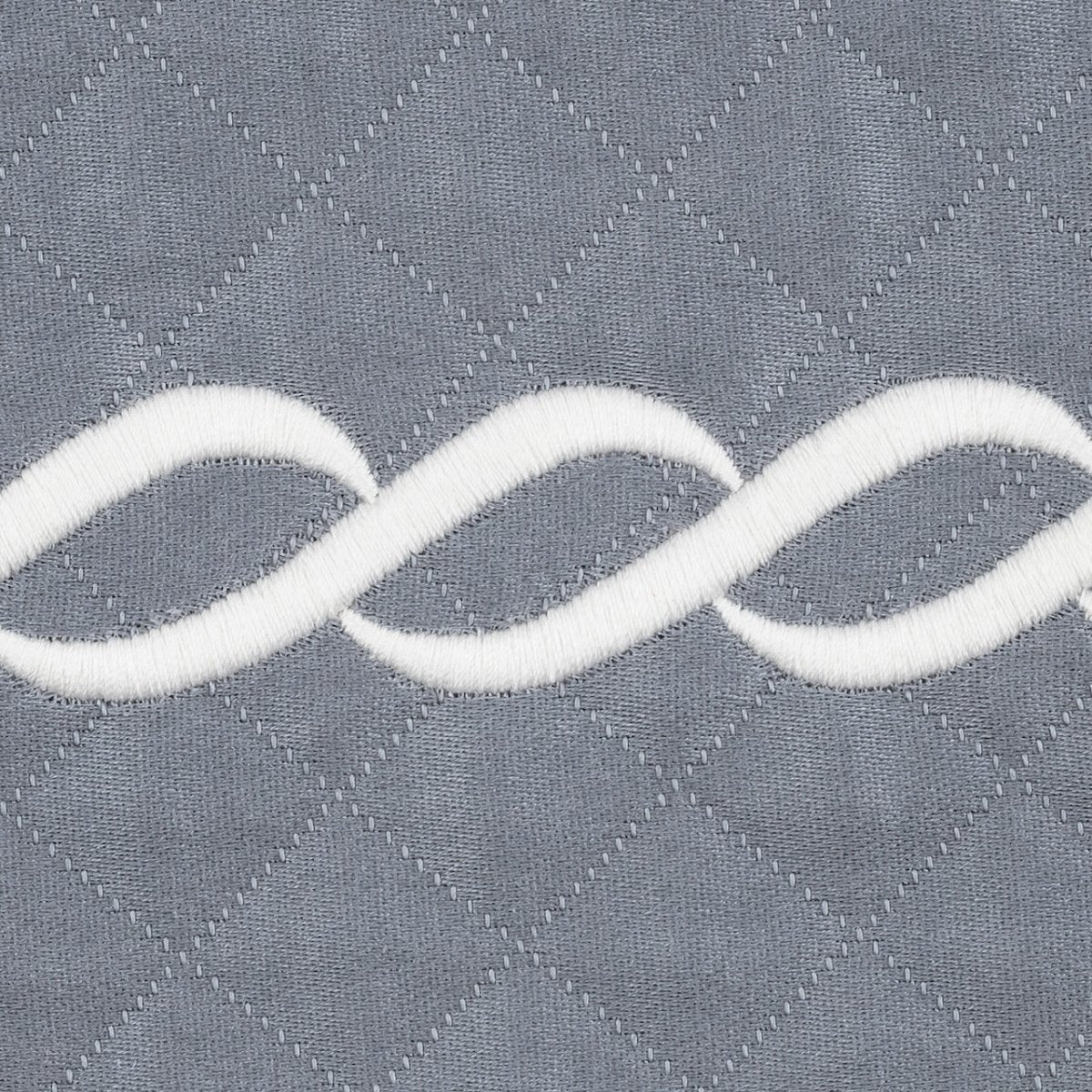 Matouk Classic Chain Scallop Matelasse Swatch Steel Blue and Bone  | Matouk at Fig Linens and Home