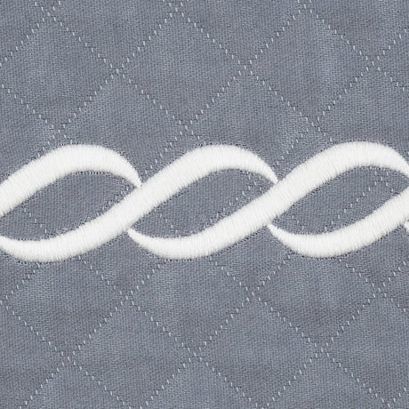 Matouk Classic Chain Scallop Matelasse Swatch Steel Blue and Bone  | Matouk at Fig Linens and Home