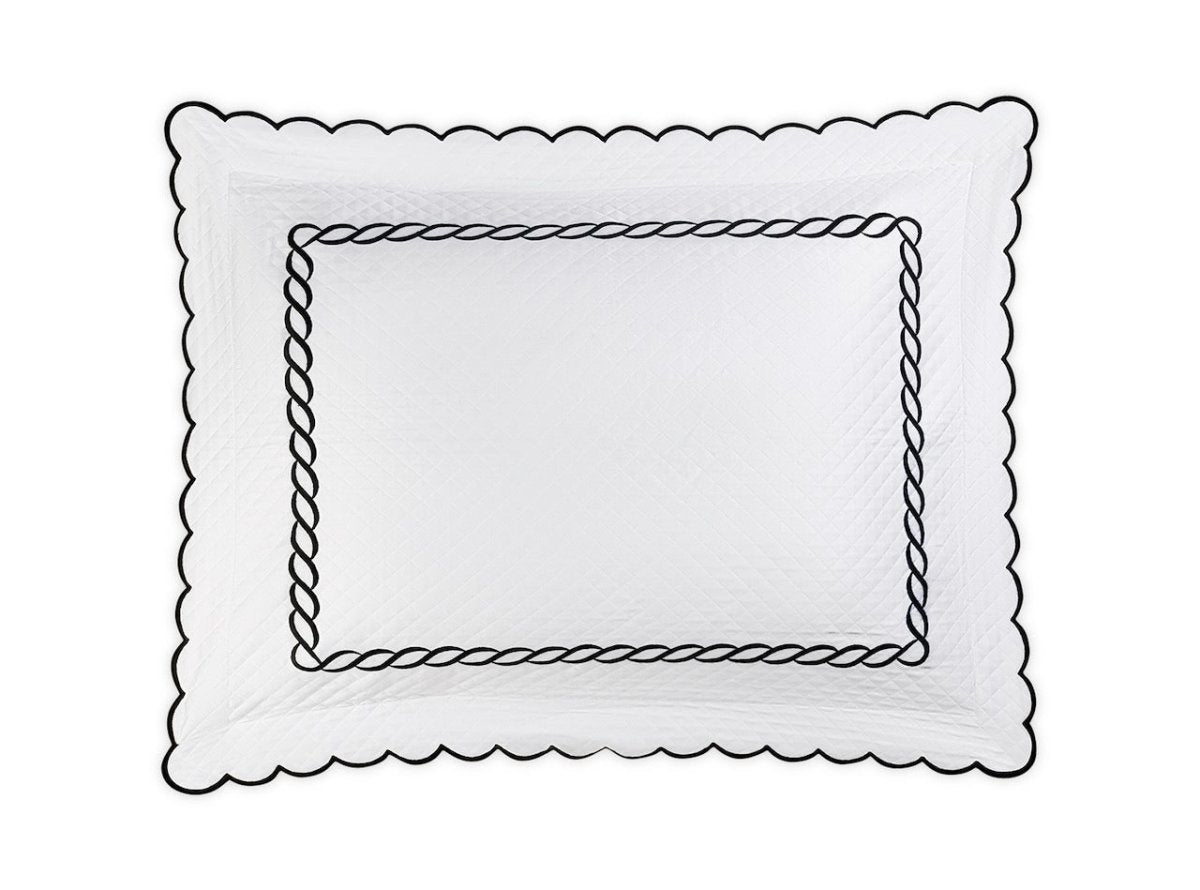 Matouk Classic Chain Scallop Matelasse Sham black  | Matouk at Fig Linens and Home