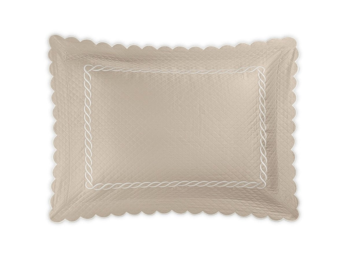 Matouk Classic Chain Scallop Matelasse Sham Dune and Bone  | Matouk at Fig Linens and Home