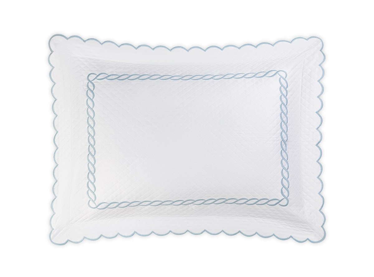 Matouk Classic Chain Scallop Matelasse Sham Light Blue  | Matouk at Fig Linens and Home