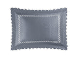 Matouk Classic Chain Scallop Matelasse Sham Steel Blue and Bone  | Matouk at Fig Linens and Home