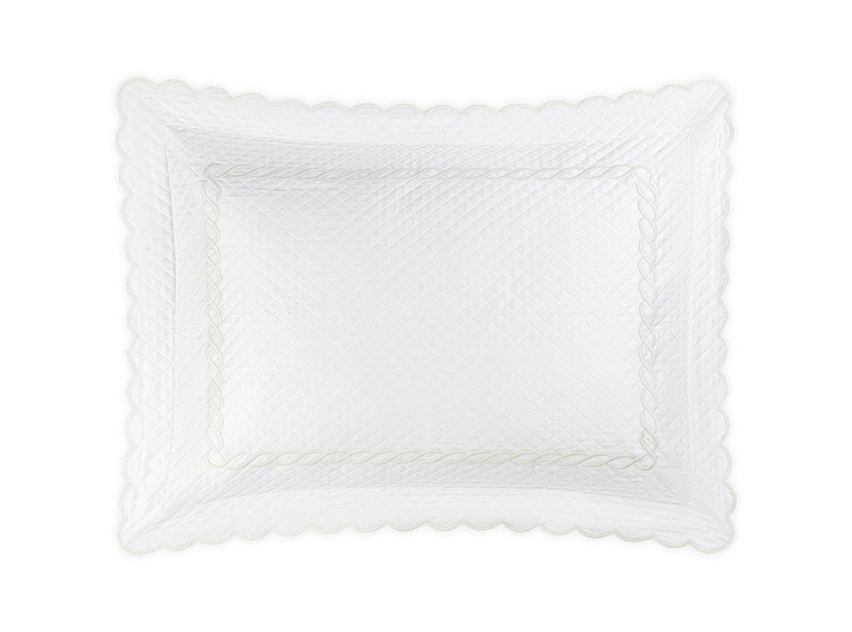 Matouk Classic Chain Scallop Matelasse Sham white  | Matouk at Fig Linens and Home