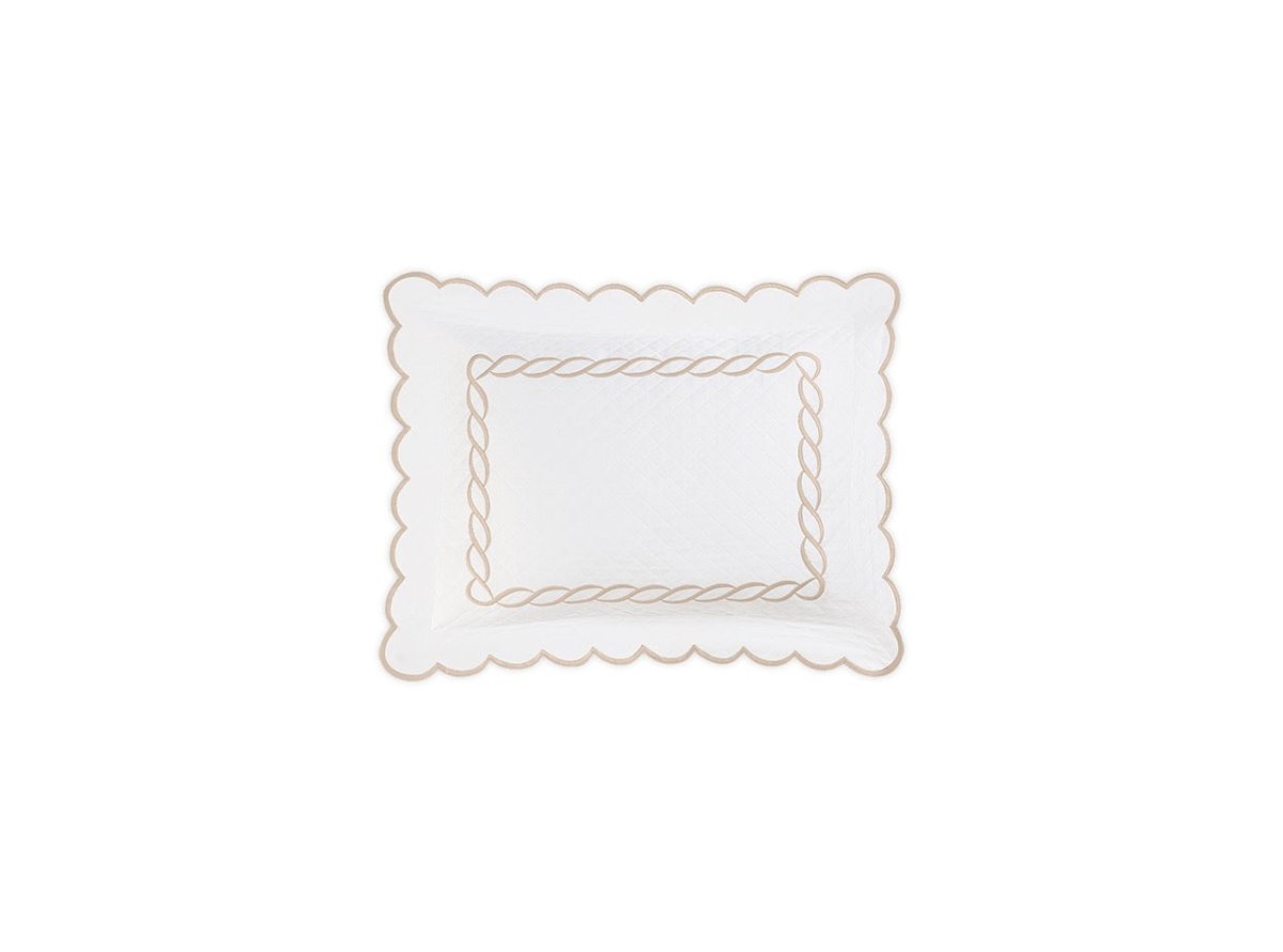 Matouk Classic Chain Scallop Matelasse boudoir sham dune  | Matouk at Fig Linens and Home