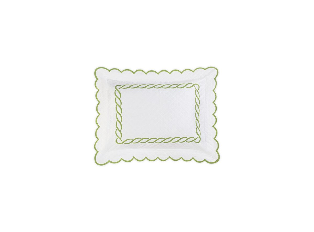 Matouk Classic Chain Scallop Matelasse boudoir sham Spring Green  | Matouk at Fig Linens and Home