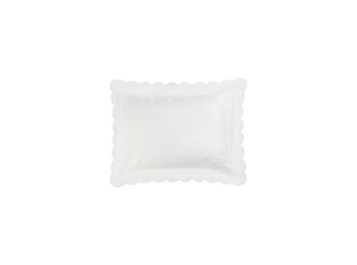 Matouk Classic Chain Scallop Matelasse boudoir sham white  | Matouk at Fig Linens and Home