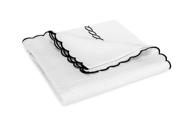 Matouk Classic Chain Scallop Matelasse coverlet black  | Matouk at Fig Linens and Home