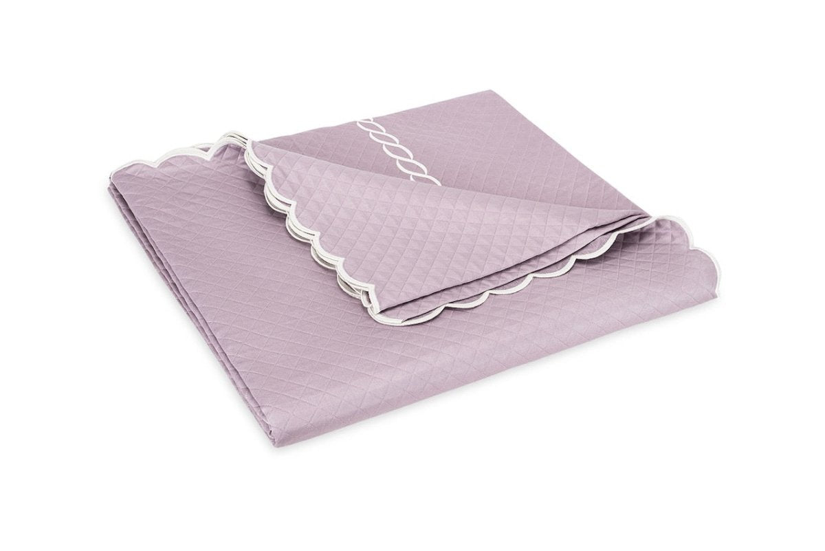 Matouk Classic Chain Scallop Matelasse coverlet Deep Lilac and Bone  | Matouk at Fig Linens and Home