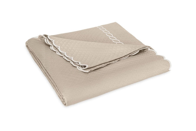 Matouk Classic Chain Scallop Matelasse coverlet Dune and Bone  | Matouk at Fig Linens and Home