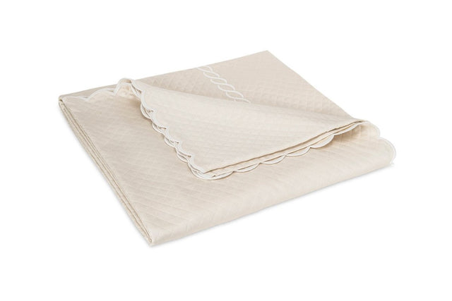 Matouk Classic Chain Scallop Matelasse coverlet Ivory and White  | Matouk at Fig Linens and Home