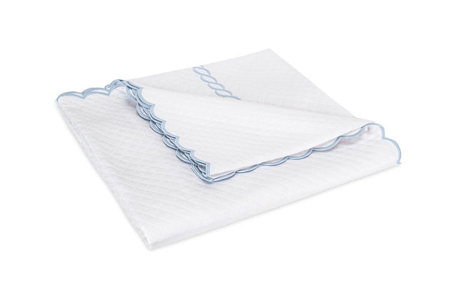 Matouk Classic Chain Scallop Matelasse coverlet Light Blue  | Matouk at Fig Linens and Home
