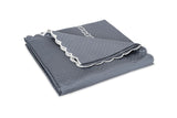 Matouk Classic Chain Scallop Matelasse coverlet Steel Blue and Bone  | Matouk at Fig Linens and Home