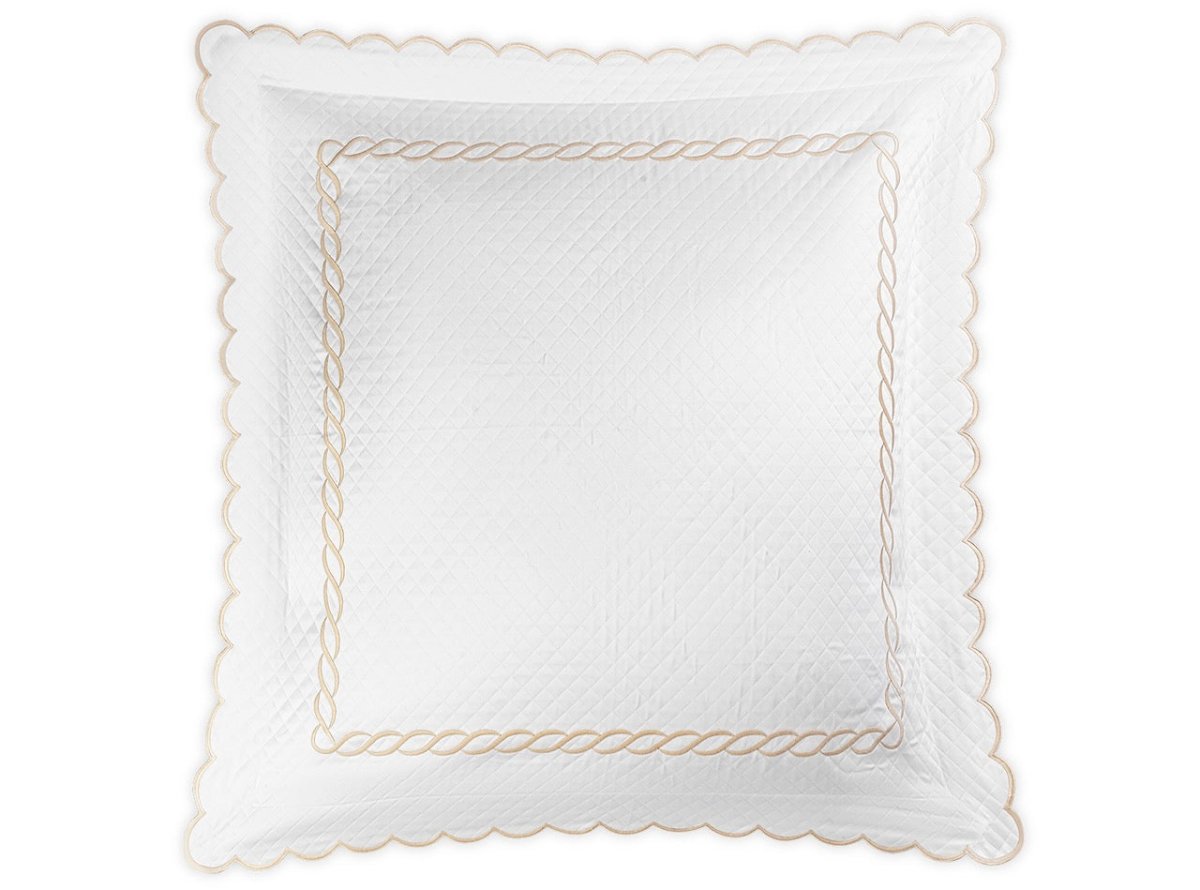 Matouk Classic Chain Scallop Matelasse euro sham dune  | Matouk at Fig Linens and Home
