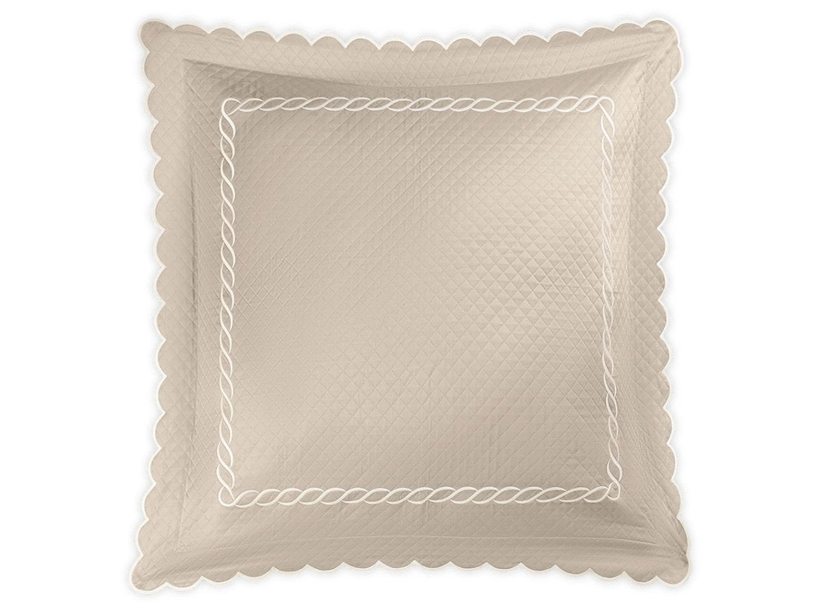 Matouk Classic Chain Scallop Matelasse euro sham Dune and Bone  | Matouk at Fig Linens and Home