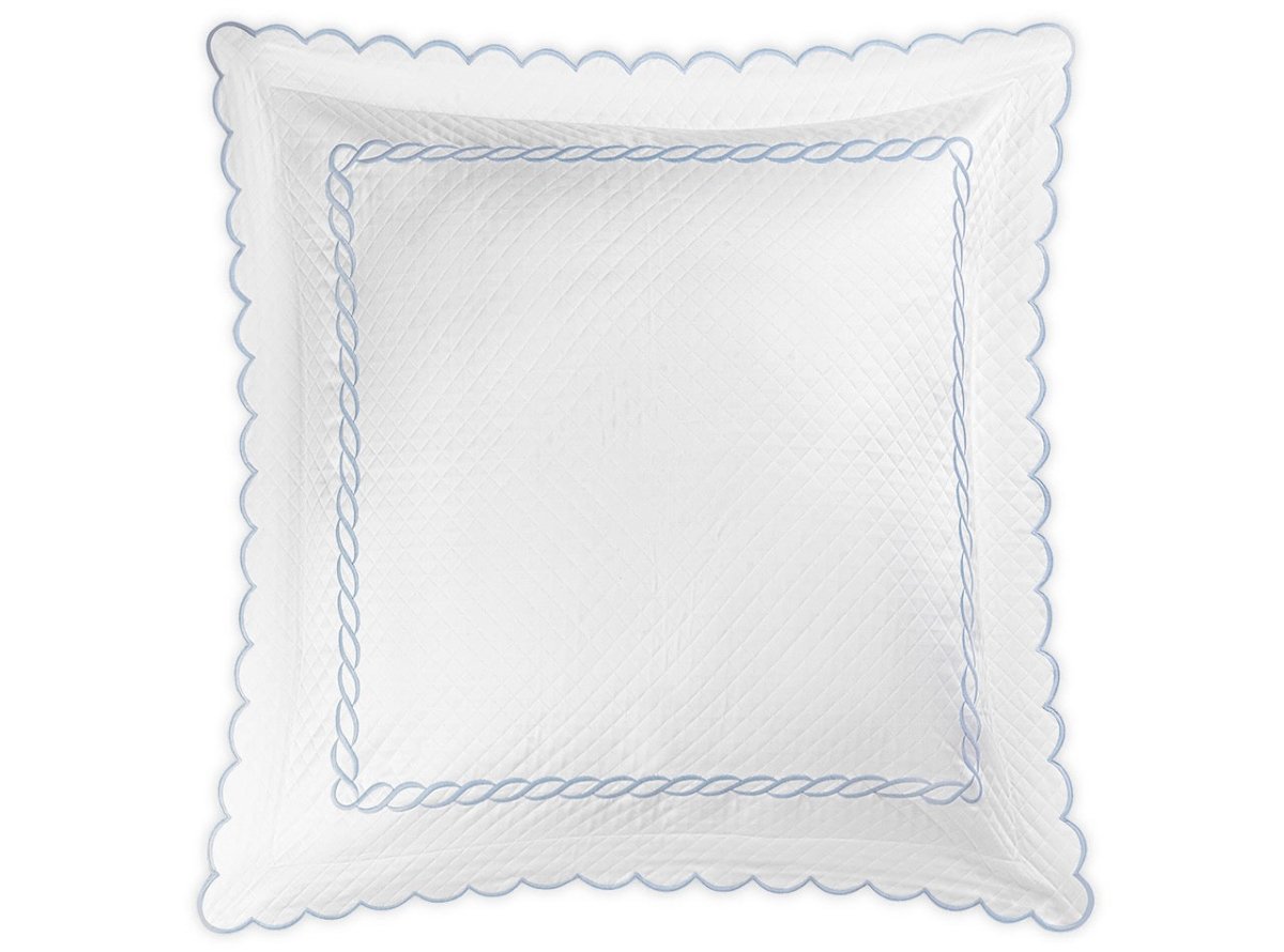 Matouk Classic Chain Scallop Matelasse euro sham Light Blue  | Matouk at Fig Linens and Home