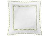 Matouk Classic Chain Scallop Matelasse euro sham Spring Green  | Matouk at Fig Linens and Home