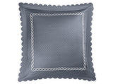 Matouk Classic Chain Scallop Matelasse euro sham Steel Blue and Bone  | Matouk at Fig Linens and Home