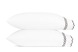 Pillowcases  - Matouk Classic Chain Scallop Mocha Linens & Bedding at Fig Linens and Home