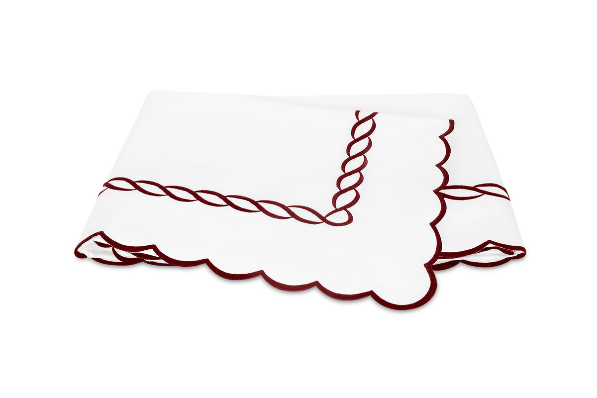 Flat Sheet - Matouk Classic Chain Scallop Red Linens &amp; Bedding at Fig Linens and Home
