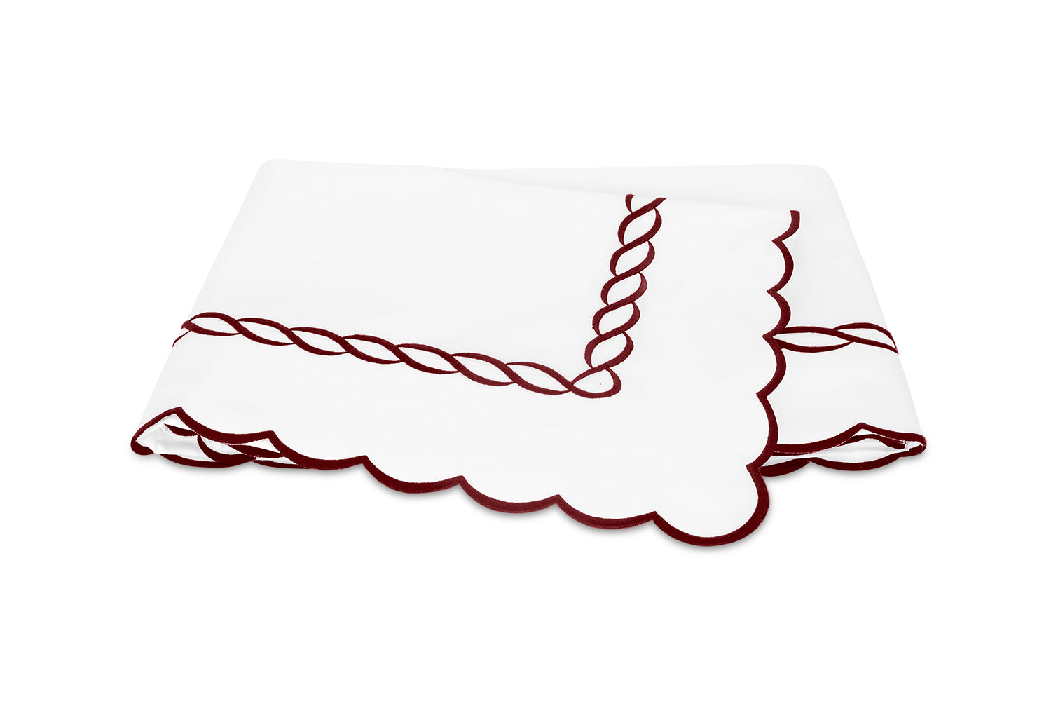 Flat Sheet - Matouk Classic Chain Scallop Red Linens & Bedding at Fig Linens and Home