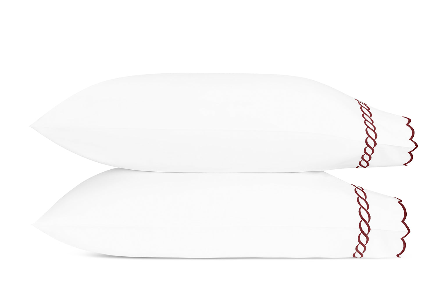 Pillowcases - Matouk Classic Chain Scallop Red Linens & Bedding at Fig Linens and Home