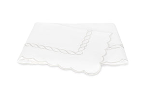 Flat Sheet - Matouk Classic Chain Scallop White Linens & Bedding at Fig Linens and Home