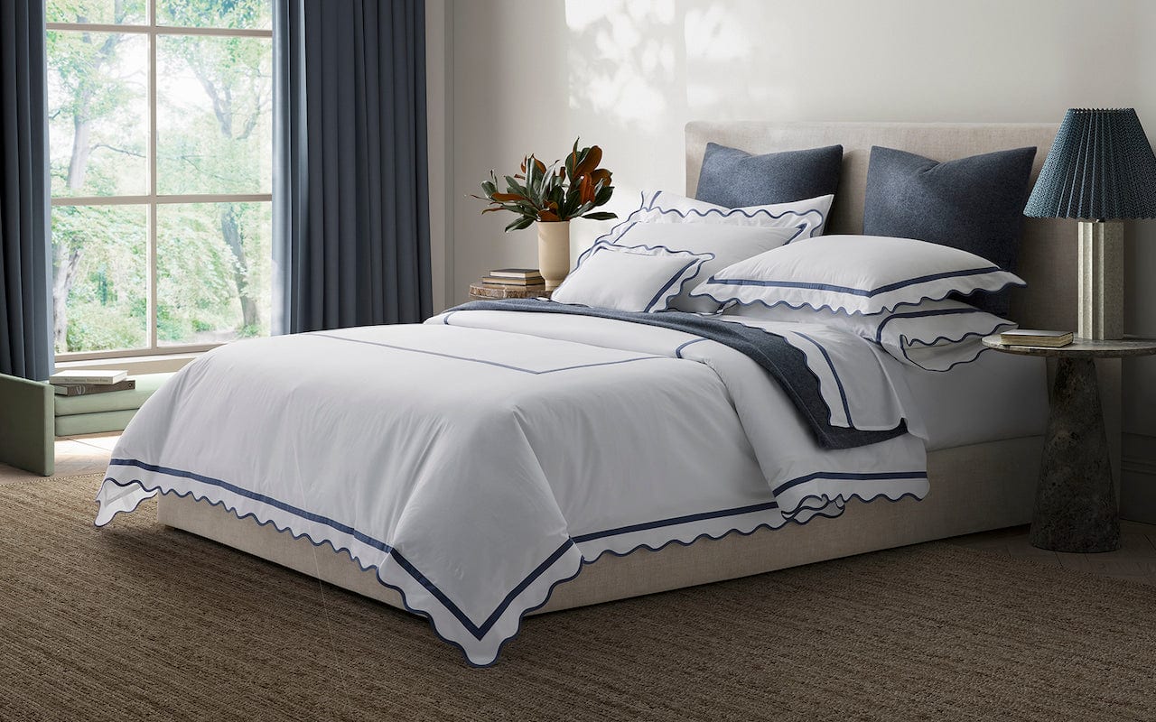 Matouk Cornelia Steel Blue Bedding at Fig Linens and Home