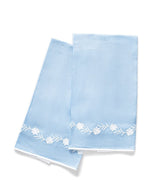 Powder Room Guest Towels - Matouk Daphne Linen Azure Blue Set of 2 Fingertip Towels