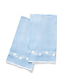 Powder Room Guest Towels - Matouk Daphne Linen Azure Blue Set of 2 Fingertip Towels